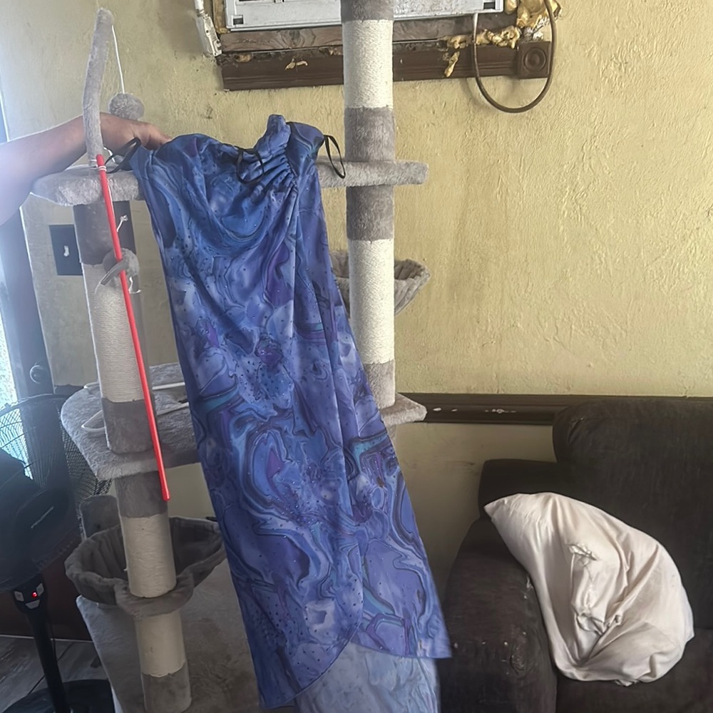 Elegant Blue and Purple Strapless Dress